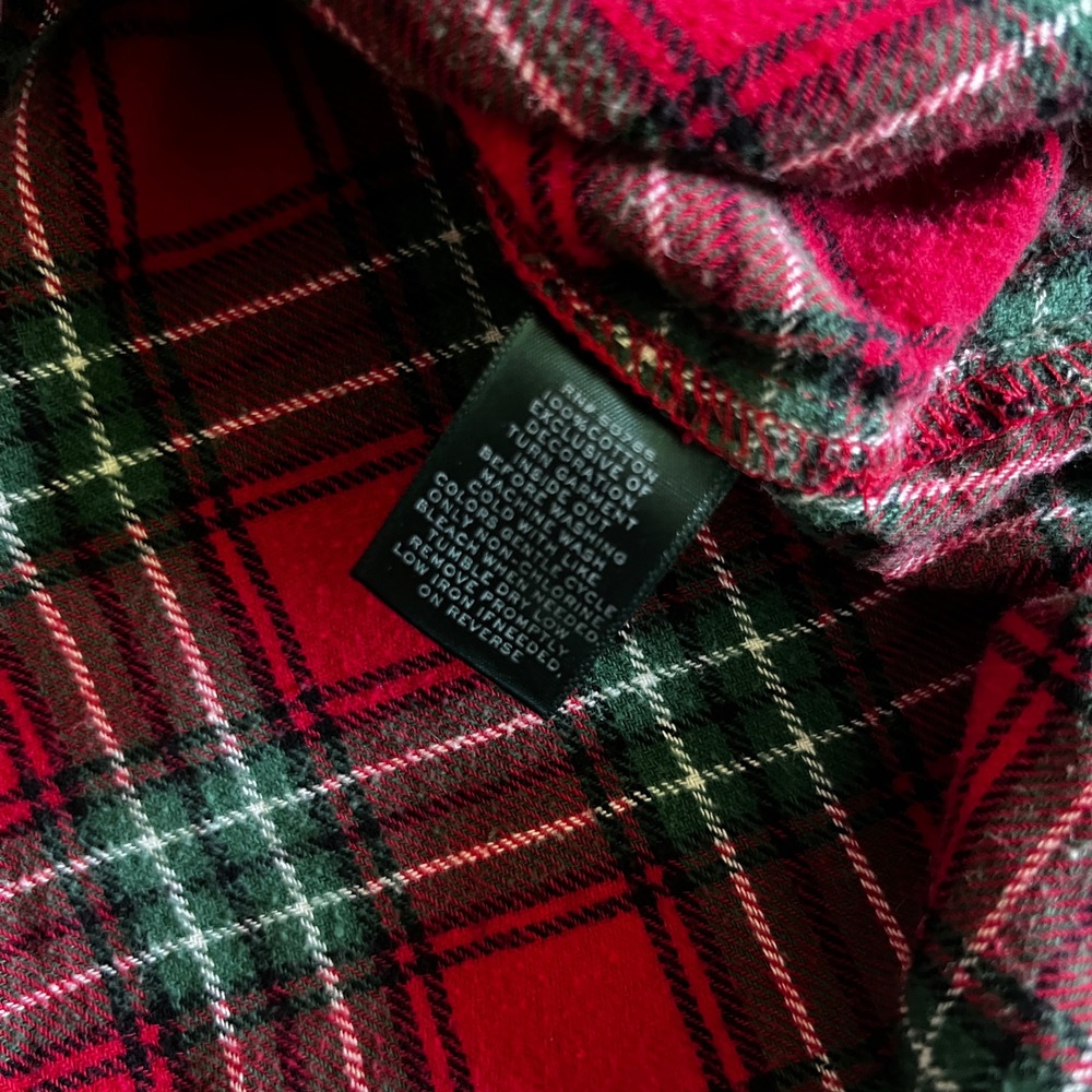 Lauren Ralph Lauren Flannel Pajama Shirt Plaid Button Down Long Sleeve L 0299 - Picture 5 of 5